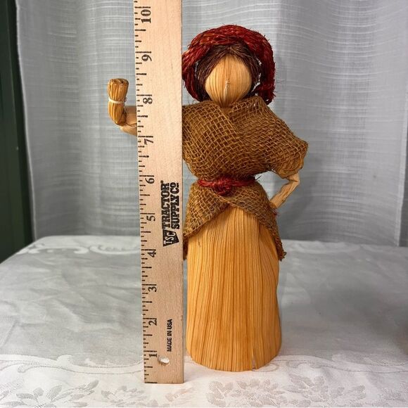 2 Corn Husks Dolls Women Vintage Natural Primative - Picture 9 of 14